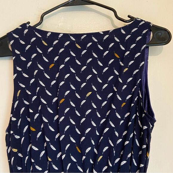 Paper Plane London Navy Feather Print Sleeveless Dress Women’s Small - Picture 7 of 9